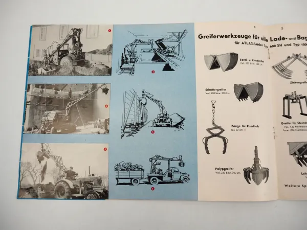 Atlas 600SH 1000 Anbaugerät Lader Bagger Prospekt 1955