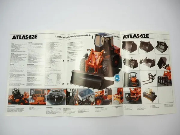 Atlas 62E Radlader Prospekt mit technischen Daten 1995