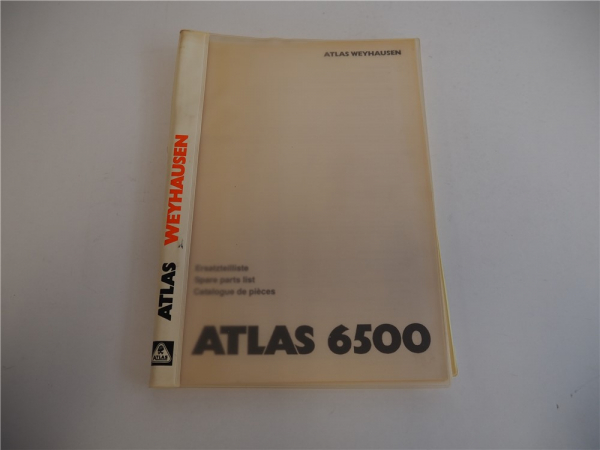 Atlas 6500 Ersatzteilliste Parts List Pieces Rechange mit Hydraulikplan 1993