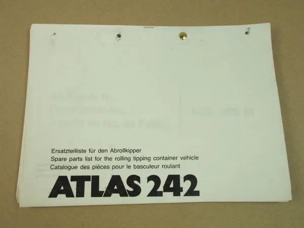 Atlas ARK 242 Abrollkipper Ersatzteilliste Parts List Catalogue de pieces 1989
