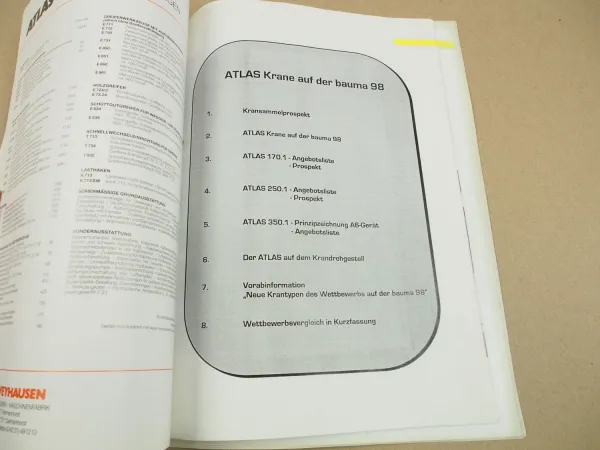 Atlas BAUMA 1998 Prospekte Technische Informationen Wettbewerbsvergleiche