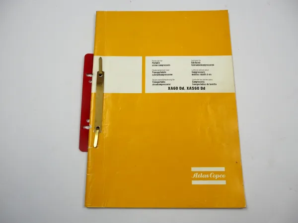 Atlas Copco XA60Dd XAS60Dd Fahrbarer Kompressor Ersatzteilliste Parts List 1982