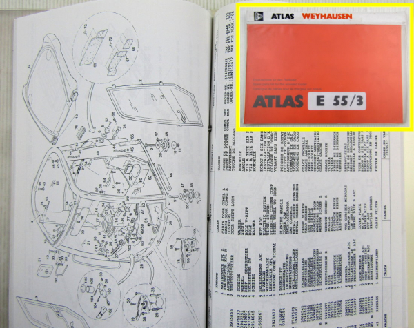 Atlas E55/3 Radlader Ersatzteilliste parts list Catalogue de pieces 2000