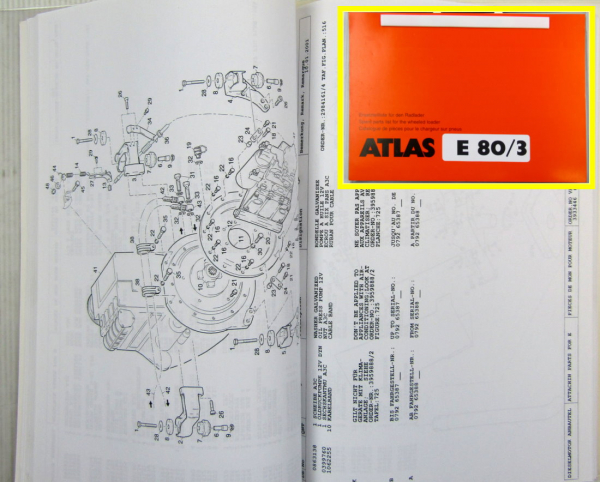 Atlas E80/3 Radlader Ersatzteilliste Radlader parts list wheeled loader 03/2000