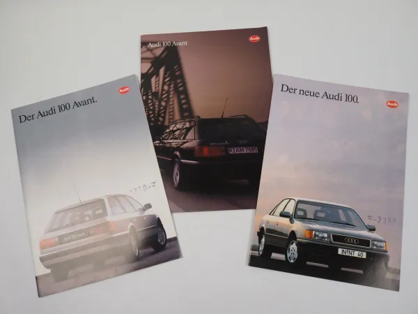 Audi 100 und 100 Avant C4 3x Prospekt 1990/93