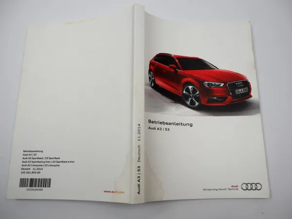 Audi A3 8V S3 Betriebsanleitung Bedienungsanleitung Bordbuch 11/2024 deutsch