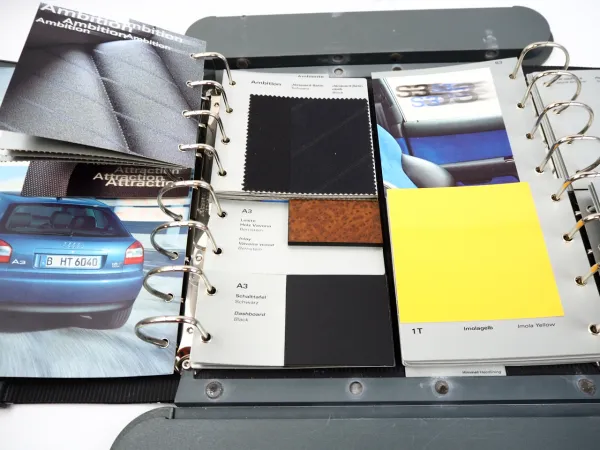 Audi A3 Typ 8L S3 Muster Box Design Farben Stoffe Lackierung Leder