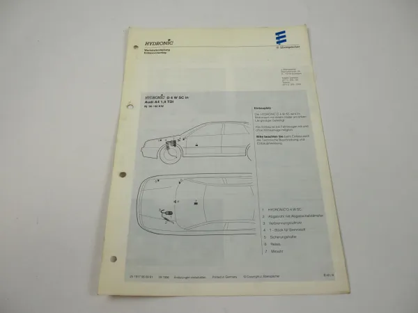 Audi A4 1,9 TDI Bj. 1996 Eberspächer Hydronic D4WSC Einbau Heizgerät