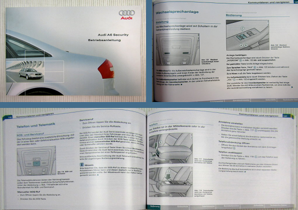 Audi A6 Security Typ 4BS Betriebsanleitung 2003 Bordbuch