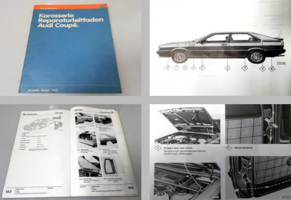 Audi Coupe B2 Reparaturleitfaden Karosserie Gr. 51, 53 Werkstatthandbuch 1982