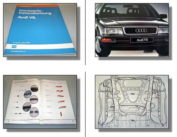 Audi V8 Karosserie Instandsetzung Reparaturanleitung Werkstatthandbuch 1989