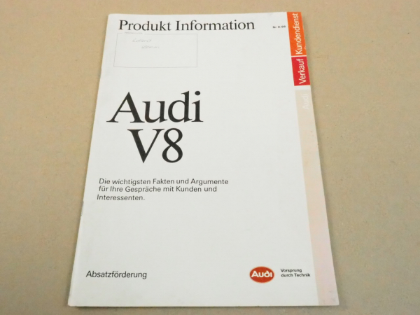 Audi V8 Produktinformation Nr. 8/88