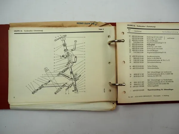 Auto Union DKW 3=6 1000 Betriebsanleitung Ersatzteilliste Werkstatthandbuch