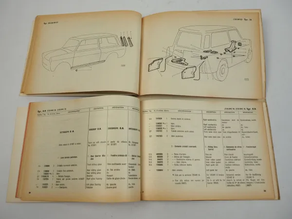 Autobianchi Bianchina 120B Panoramica Ersatzteilkatalog Karosserie 1965