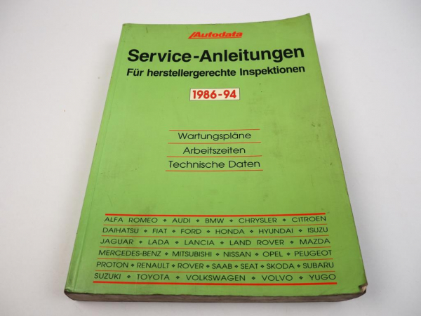 Autodata Service Anleitungen 1986 - 1994 Inspektion Wartungspläne Einstellwerte