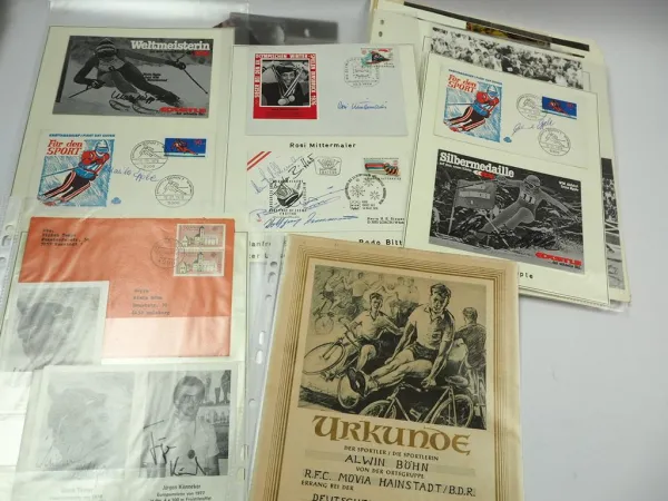 Autogramme Sport Ski Pferd Boxen Leichtatletik Mittermaier Epple 1970/80er J.