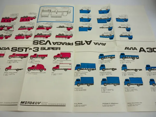 AVIA A 15 30 PRAGA S5T-3 Super V3S LKW Programm Falt Prospekt ca 1960er CZ
