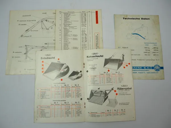 Baas Frontlader Arbeitsgeräte für MF35 FE35 Anbauanleitung Ersatzteilliste