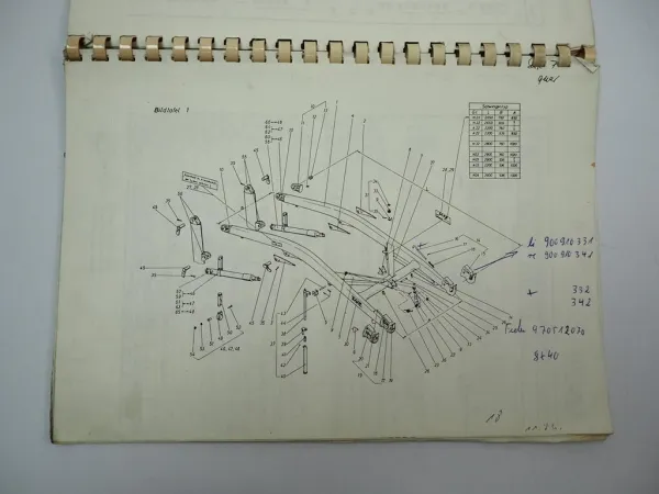 Baas Frontlader Arbeitsgeräte Ladeschwinge 72 Ersatzteilliste 1975