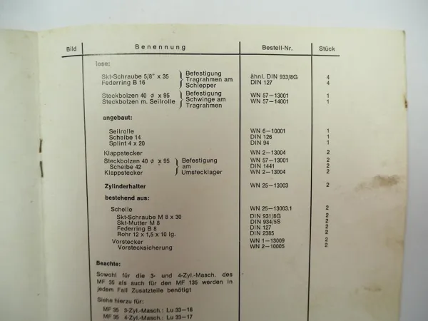 Baas Frontlader BL2 DA für MF35 MF135 Anbauanleitung Ersatzteilliste 1970er J.