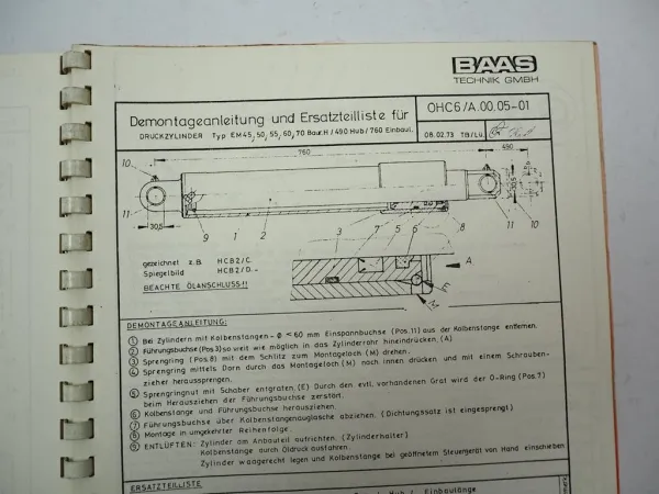 Baas Frontlader zum Massey Ferguson MF 133 - 1080 Ersatzteilliste 1975