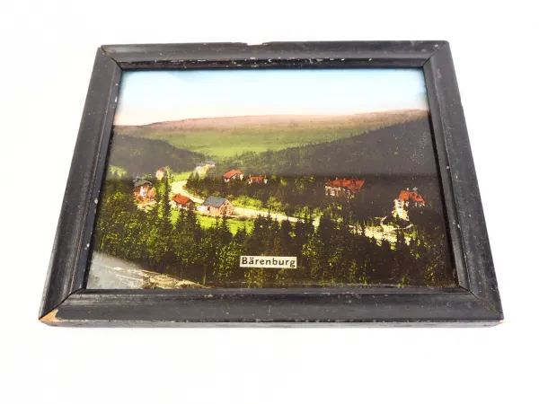 Bärenburg Altenberg alte Ansicht hinter Glas ca 1920 gerahmt 18 x 14 cm