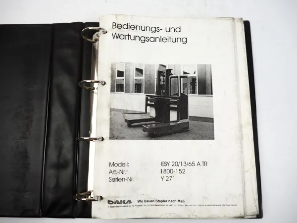 Baka ESY 20 13 65 A TR Elektro Stapler Betriebsanleitung Wartung Ersatzteilliste