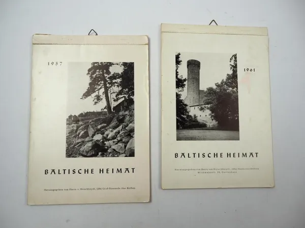 Baltische Heimat 2x Postkarten Kalender 1957/61 Riga Reval Kurland Livland