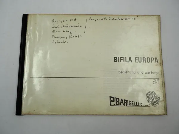 Barigelli Bifila Europa Rübenernter Betriebsanleitung Wartung 1981