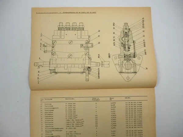 Barkas Einspritzpumpe DEP4K Regler RS 0011 0021 Ersatzteilliste 1988