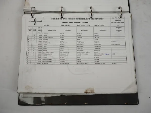 Baumann EHX 50 14 45 Elektro Seitenstapler Ersatzteilliste Schaltplan 2004