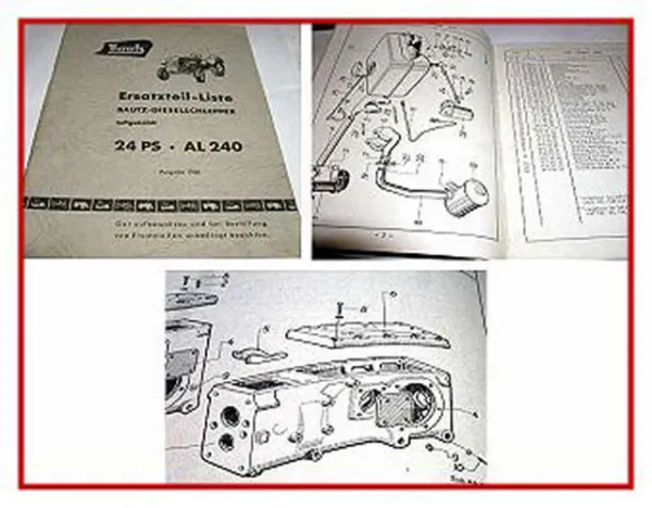 Bautz AL 240 Dieselschlepper Ersatzteilliste 1956