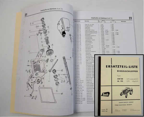 Bautz AW120, AL122 Dieselschlepper Ersatzteilliste 1964