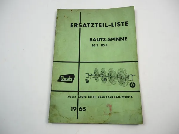 Bautz BS3 BS4 Spinne Ersatzteilliste Ersatzteilkatalog 1965