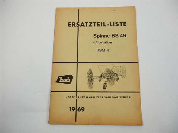 Bautz BS4R Spinne Ersatzteilliste Ersatzteilkatalog 1969