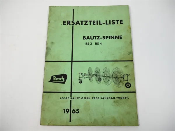 Bautz Spinne BS3 BS4 Ersatzteilliste Ersatzteilkatalog 1965