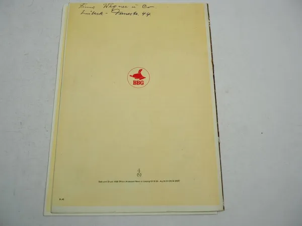 BBG Pflüge Anbaugeräte Programm DDR VEB Bodenbearbeitungsgeräte Leipzig ca 1953