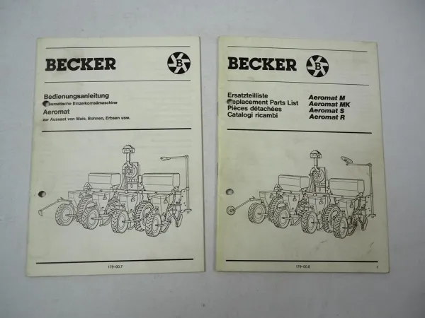 Becker Aeromat M MK S R Sämaschine Betriebsanleitung Ersatzteilliste 1986