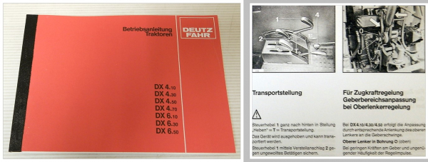 Bedienung Deutz DX 4.10 4.30 4.50 4.70 6.10 6.30 6.50 Betriebsanleitung 1986