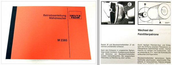 Bedienung Deutz M 2385 Mähdrescher Betriebsanleitung Schaltplan Schmierplan 1982