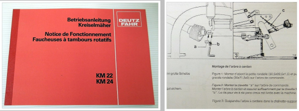 Bedienung Wartung Deutz - Fahr KM 22 KM 24 Kreiselmäher Betriebsanleitung 1988