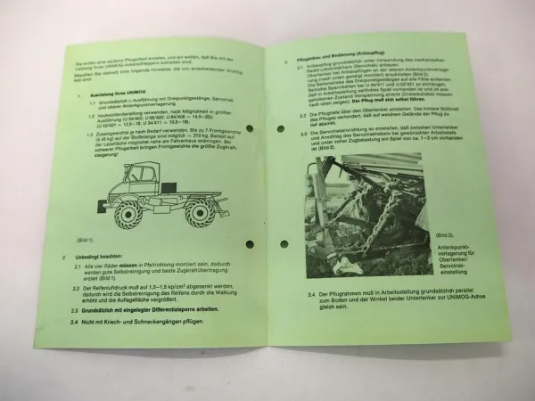 Bedienungsanleitung Pflügen mit dem Unimog Ackerschlepper 403 406 421 411 1972