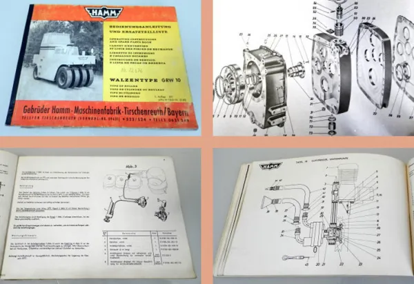 Bedienungsanleitung u. Ersatzteilliste Hamm GRW10 Walze ab Nr. 20892