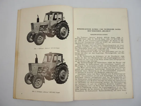 Belarus MTS 50 50L 52 52L Super Traktor Bedienungsanleitung Wartung 1970er Jahre