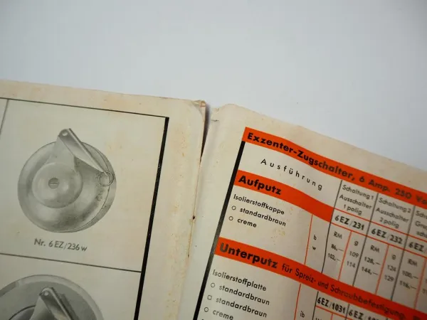 Berker Zugschalter mit Doppelhebel DRP Typ 6EZ Prospekt 1935 Bähne Neuwied