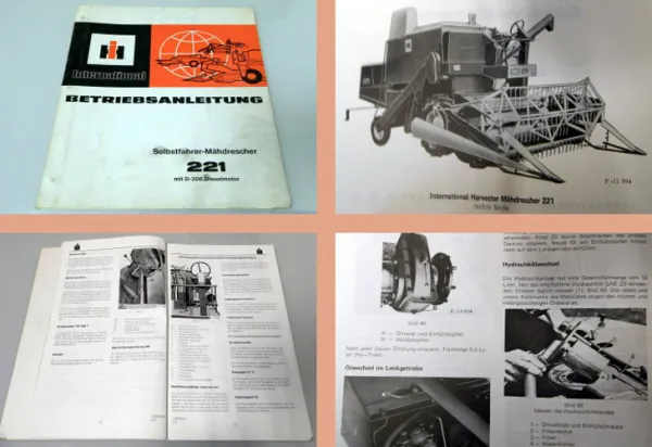 Betriebsanleitung IHC 221 Mähdrescher Bedienung Wartung Schaltplan