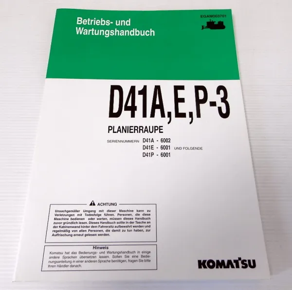 Betriebsanleitung Komatsu D41A-3 D41E-3 D41P-3C Planierraupe Wartungshandbuch 95