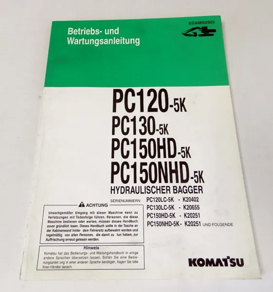 Betriebsanleitung Komatsu PC120-5K PC130-5K PC150HD/NHD-5K Wartungshandbuch 1996