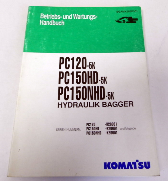 Betriebsanleitung Komatsu PC120-5K PC150HD-5K PC150NHD-5K Wartungshandbuch 1992