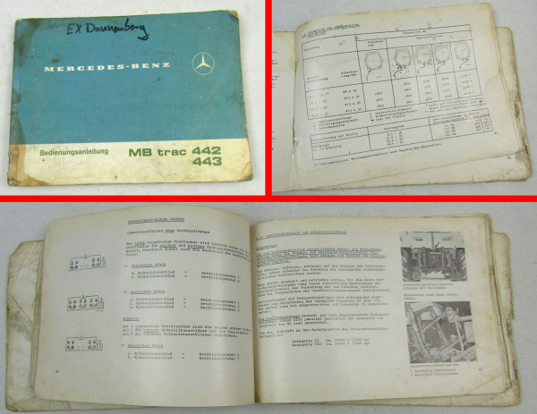 Betriebsanleitung MB trac MB-Trac 442 443 1100 bis 1300 Bedienung Wartung 1976